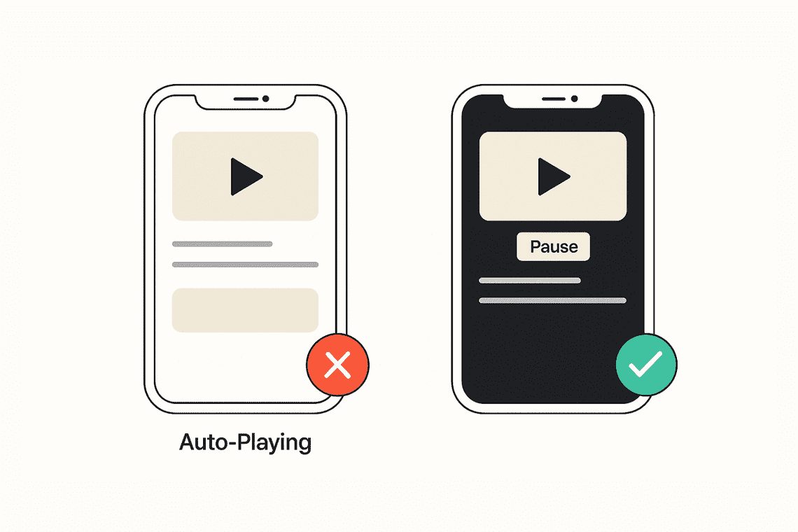 UI example showing controls for auto-playing media to support user accessibility.